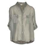 Sheer Hi Lo Mandarin Shirt - Jade S m