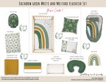 Cot Duvet Bedding Rainbow Green White And Mustard Plainish Set