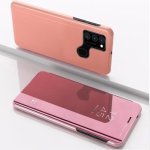 For Samsung Galaxy A21S Plated Mirror Horizontal Flip Leather Case With Holder Rose Gold