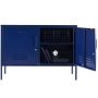 Steel Swing Door Tv Stand Locker Lowdown Storage Cabinet - Navy Blue