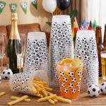 Tioncy 50 Pcs 16OZ Soccer Frosted Plastic Cups Soccer Plastic Cups Clear Pp Frosted Reusable Cup Bulk For Sports Game Party Deco