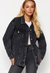 Oversize Trucker Denim Jacket - Black