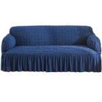 Smte Frilled Elastic Sofa Covers 2.2.1.1-SEATER Blue With Keychain