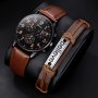 1PC Men's Simple Round Pointer Quartz Watch & 1PC Bracelet