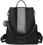 Water Resistant Anti-theft Leather Laptop Backpack - Black