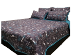 Smte 5 Piece Quilt Set Blue Black Eiffel Tower Bedspread Set With Keychain