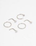 Surgical Steel Diamante Nose Piercing 6-PACK