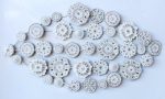 Oblong Flower Detail White Distressed Wall Hanging 53X98CM