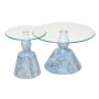 D23 Blue & Gold Nested Glass Round Coffee Tables