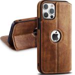 Iphone 16 Series Case Vegan Leather Flip Wallet Card Cover + pro max