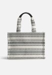 Cotton-blend Shopper - Black & White Striped