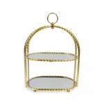 2 Layer Mirror Cupcake Tray Gold