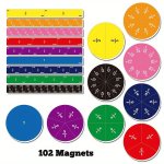 102PCS Magnetic Fraction Rainbow Circles Tiles Math Manipulatives Set Symbol Magnets Toys For School Classroom Learning Fraction