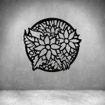 Wild Flowers In Circle - Grey L 600 X H 600MM