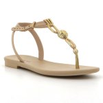 Slingback Sandals With Trim - Beige gold - 8