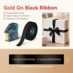 NB720 - - N1 - Satin Ribbon Set Package - 14MMX5.1M - Gold On Black