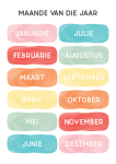 Watercolour Months Of The Year- Afrikaans - Wall Art Print - A1