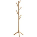 Beech Wood Coat Hat Hanger With 8 Hooks Adjust 3 Heights - 175CM - Original Wood
