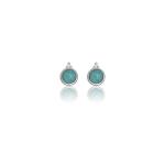 Georgini Natural Turquoise And Two Natural Diamond December Earrings - Silver