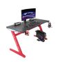 Ergonomic Rgb & LED Gaming Desk 140CM Z Shaped Home Computer Table - Red