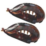 Parcelona French Fat Fish Small 2 3 4" Tortoise Shell Set Of 2 Celluloid Fashion Durable Ponytail Holder Banana Hair Clips
