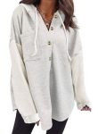 Shewin Women's Oversized Sweatshirts For Women Loose Fit Casual Long Sleeve Button Lightweight Hoodies Fall Outfits Women Trendy