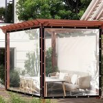 Pvc Outdoor Waterproof Curtain With Grommets Heavy-duty Transparent Plastic Film For Pergola Canopy Greenhouse - Rainproof Uv Pr