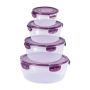 4-PIECE Round Airtight Food Storage Container Set Fresh-keeping Crisper Box
