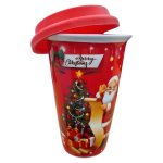 Ceramic Christmas Travel Mug Red 16CM