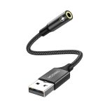 Moswag USB To 3.5MM Jack Audio Adapter 0.65FEET 20CM External Sound Card Support MIC Trrs Headset With 3.5MM Aux Stereo Converte