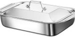 Stainless Steel Lasagna & Roasting Pan Deep Oven Dish For Meat & Veggies 3 Kg Roaster