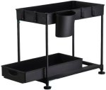 Multi-purpose 2-TIER Sliding Kitchen Cabinet Spice Rack Organizer With Hook Steel Organizer Kitchen Rack