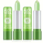 2 Pcs Aloe Vera Jelly Lipstick Long Lasting Moisturizing Non-smudge Temperature Color Changing Non-stick Cup Waterproof Lipstick