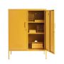 Steel Swing Door Sideboard Midi Storage Cabinet Cupboard Locker - Mustard Yellow