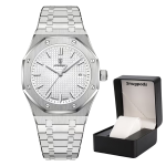 Ivory Luxe Men's Watch - White Crystal Dial & Snugpods Luxury Box