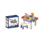 2 In 1 Plastic Study Desk & DIY Kids Blocks Toys Set Multicoloured