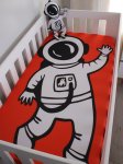 Cot Fitted Sheet Red Astronaut