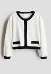 Cotton Cardigan - White black
