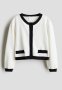 Cotton Cardigan - White/black