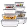 Homberking 8 Pack Glass Food Storage Containers With Lids Meal Prep Containers Airtight Bento Boxes With Leak Proof Locking For Microwave Oven Fre