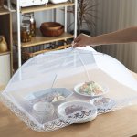 1PC Of White Rice Cover Foldable Dining Table Food Cover Fly Proof Rice Cover Household Dust Cover Insect-proof Kitchen Outdoor
