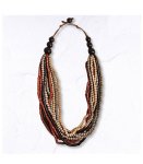 Wooden Beaded String Necklace - Tan Free