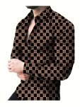 Men's Plus Size 3D Digital Polka Dots Print Shirt Slim Fit Long Sleeve Shirt For Spring Fall Men's Clothing