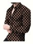 Men's Plus Size 3D Digital Polka Dots Print Shirt Slim Fit Long Sleeve Shirt For Spring Fall Men's Clothing