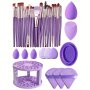 All-in-one Makeup Set: Accessories For Application. Brush Holder Powder Puffs Sponges And Beauty Blenders Makeup Brush Set Cleaning Tools - Gift Set Mother's