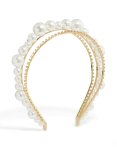 Goldair Gold Pearl Diamante Triple Row Headband