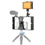 2 In 1 Vlogging Live Broadcast LED Selfie Light Smartphone Video Rig Kits With Cold Shoe Tripod Head For Iphone Galaxy Huawei