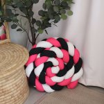 Cot Bumper Braided 3 Strand Pink Black And White