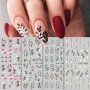 4 Sheets 3D Flowers Leaves Nail Stickers Spring Summer Blossom Line Flower Design French Nails Manicure Nail Decorations Supplies