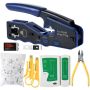 RJ45 Network Crimping Tool Set With Pass-through Crimper & Connectors